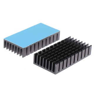 {FCC} 2 piezas 50 x 25 x 10 mm, aluminio negro, disipador de calor, radiador con almohadilla térmica azul (1)