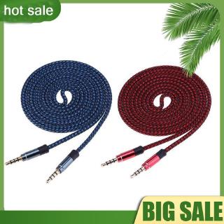 cable de audio de tejido macho de 3.5 mm para coche, cable auxiliar de alambre auxiliar de 3,5 mm macho a