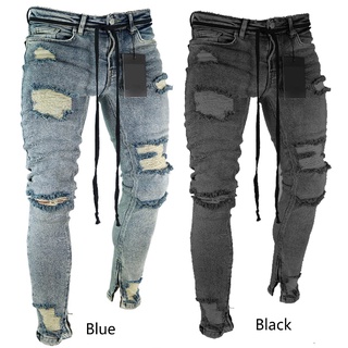 [en Stock] pantalones vaqueros Skinny Denim Fit Ripped destruidos de diseñador