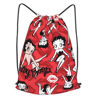 Betty Boop mochila con cordón resistente al agua cadena bolsa de moda deportes Sackpack saco de gimnasio con para hombres mujeres