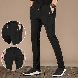 Pantalones de los hombres pantalones mediados de la cintura elástica transpirable pantalones de secado rápido pantalones de encaje hasta multicolor negro gris real azul M-5XL