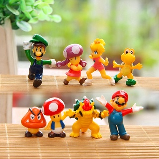 8 piezas Super Mario Bros figura de acción modelo de juguete decoración del hogar regalo