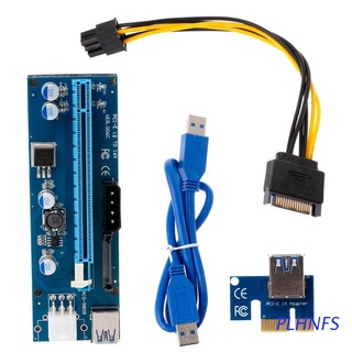 PLHNFS PCI-E 1X To 16X Riser Card With LED Lights USB3.0 Cable SATA 4/6Pin Power Supply