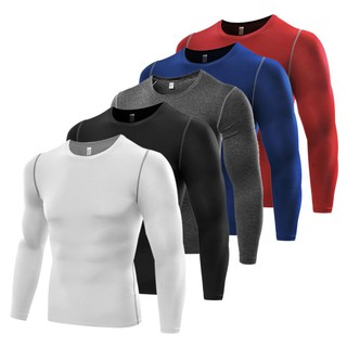 hombres compresión camisas ajustadas correr deportes manga larga fitness gimnasio base capa acogedora tops