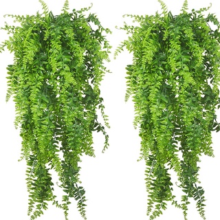 4 piezas plantas artificiales vides boston helecho persa de ratán verde helecho falso hiedra para colgar en la pared cesta decoraciones