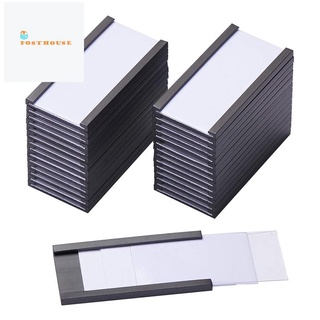 50 soportes de etiquetas magnéticas con tarjeteros magnéticos con protectores de plástico transparente para estante de metal (1 x 2 pulgadas)