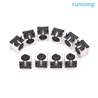sunsong 10pcs mini conectores de enchufe din de 6 pines ps-2 hembra enchufe pcb conector de soldadura pc ratón