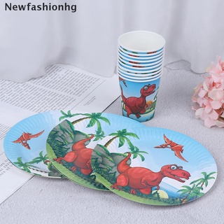 (newfashionhg) 10pcs dinosaurio platos de papel desechables tazas de papel platos fiesta de cumpleaños decoración en venta