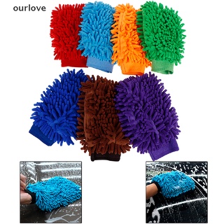 [ourlove] 1 guante de limpieza suave para lavado de coche, microfibra, chenilla, guante de limpieza [ourlove]