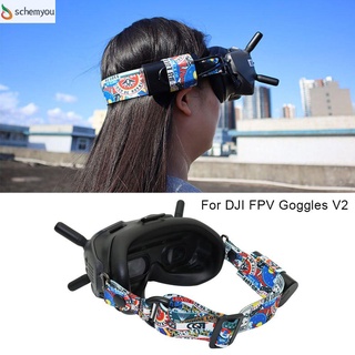 schemyou correa de cabeza ajustable con orificio de batería banda elástica de reemplazo de diadema almohadilla de protección drone accesorios durable graffiti color para dji fpv gafas v2