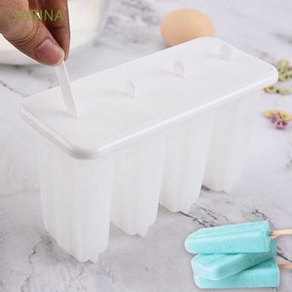 SARINA Reusable Ice Cream Mold 4 Grids Ice Maker Frozen Ice Cube DIY Kitchen Tools Funny Frozen Homemade Lolly Mould/Multicolor