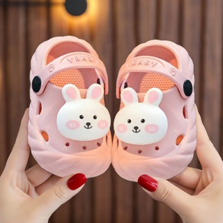 Niños zapatillas niña lindo conejito interior antideslizante fondo suave masculino bebé hogar Baotou sandalias agujero zapatos 12.my8.26 (1)