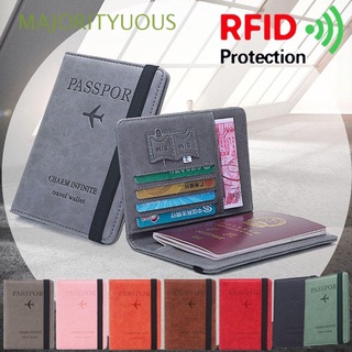 MAJORITYUOUS Portable Passport Bag Ultra-thin Travel Cover Case Passport Holder Credit Card Holder Leather Document Package Multi-function RFID Wallet/Multicolor