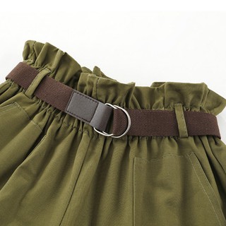 mujer casual cintura elástica verano cinturón volantes pantalones cortos jersey (8)