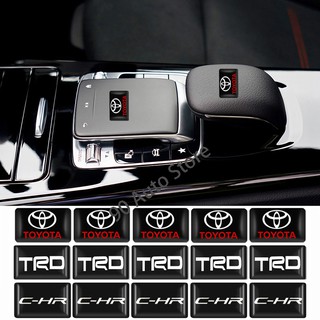 10pcs Car Armrest Button Epoxy Sticker Auto Steering Wheel Emblem Badge Decal for Toyota TRD C-HR Yaris Camry Vios Corolla 4runner