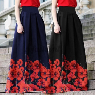 las mujeres de la moda casual impresión floral cintura alta impreso falda plisada de una línea