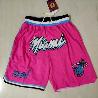 nba miami heat just don pink shorts baloncesto moda hombres pantalones cortos con bolsillos