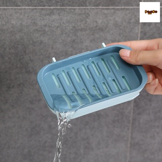 Caja de jabón sin taladrar montado en la pared con placa de drenaje autoadhesiva para jabón, accesorios de baño (4)
