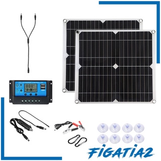 [FIGATIA2] Kit de Panel Solar de 50 vatios con controlador de carga con puerto USB de alta eficiencia cargador de Panel Solar para césped Patio porche