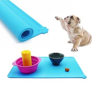 [ag] alfombrilla de silicona portátil impermeable para mascotas, gato, perro, comida al aire libre, suministros de alimentación (6)