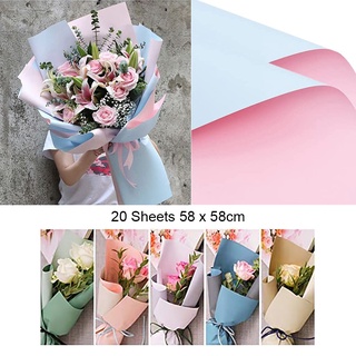 20 hojas de papel de regalo de flores de colores de doble cara, papel de ramo de floristería impermeable, manualidades