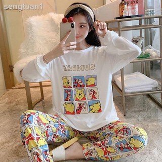 Estilo coreano pijamas de las mujeres de la primavera y el otoño delgado de manga larga pantalones lindo de dibujos animados estrella Dailu suelto servicio doméstico dos-p