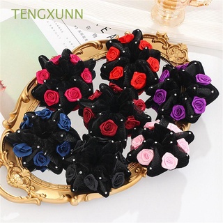 TENGXUNN New Hair Headdress for Girl Rose Flower Bud Hair Tie Rope Gift Hair Accessories Head Cute Hair Ring/Multicolor