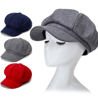 andfindgi otoño invierno cálido moda mujeres octagonal sombrero lana tela casual boina gorra