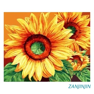 zanjinjin pintura para adultos y niños diy kits de pintura al óleo preimpreso lienzo -sunflower