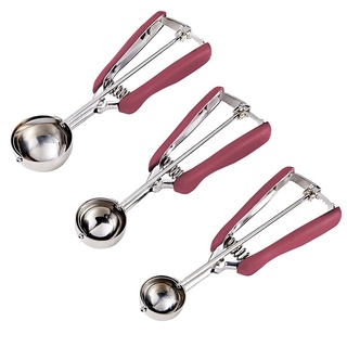 Stainless Steel Ice Cream Scoop with Anti Freeze Rubber Grip Handle Cookie Dough Scoop for Baking