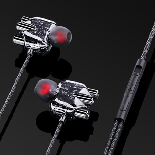 auriculares con cable diseño ergonómico anti-bobina transparente multi-core móvil bobina auriculares con micrófono para música (2)