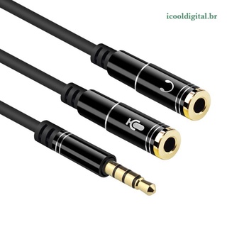 1 Macho A 2 Hembra 3,5 Mm Cable De Audio Auriculares Micrófono AUX Y Splitter Adaptador (1)