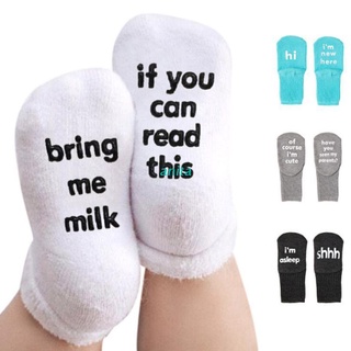 ANT 2 Pairs Newborn Baby Non-Skid Gripper Ankle Socks Cute Funny Sayings Letters Kids Infant Autumn Cotton Hosiery Gift 0-2T