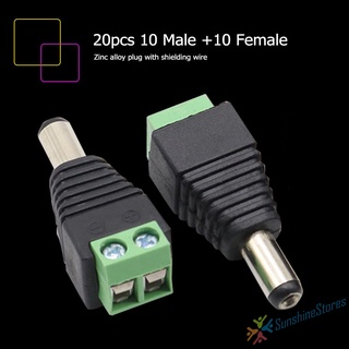 (SunshineStores) 20pcs 10 macho+10 hembra DC conector adaptador x mm enchufe para CCTV