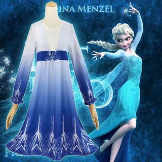 Nuevo congelado reina de nieve Elsa vestido de navidad niños Halloween carnaval disfraz niñas cristal azul claro vestido de princesa