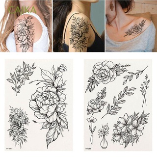 CAJKA Fashion Temporary Tattoo Sticker Girl Arm Fake Tattoos Women Flower y 1PC Rose Full Body Art