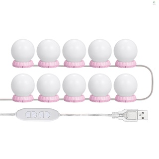 F&L Vanity LEDs - Kit de luces de espejo con 10 bombillas ajustables, 10 brillos y 3 modos de iluminación, USB, espejo, cadena de luz para tocador de maquillaje