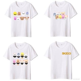 kpop stray kids skzoo camiseta lindo de dibujos animados de algodón de manga corta unisex tops casual hd impreso camiseta de alta calidad