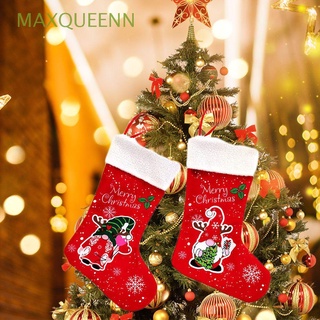 MAXQUEENN New Year Snowflake Socks Party Gift Candy Bag Christmas Stockings Apples Storage Pocket Gnome Printing Hanging Pendants Festival Ornament Xmas Tree Decor