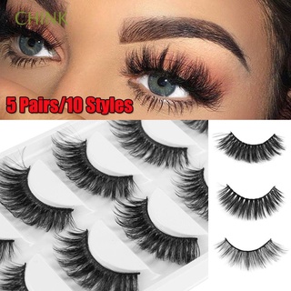 CHINK SKONHED 5 Pairs Woman 3D Faux Mink Hair Resuable Eye Lashes Extension False Eyelashes Eye Makeup Tools Multilayer Natural Long Thick Handmade Wispy Fluffy
