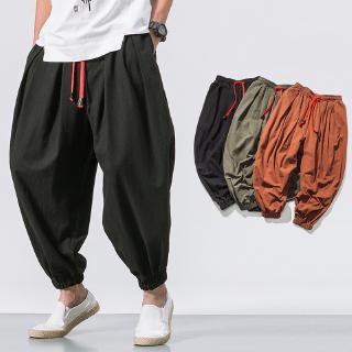 Pantalones Holgados Casuales De Algodón Harén Para Hombre (1)