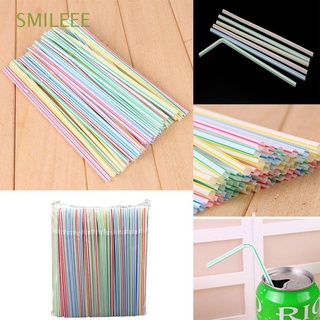 SMILEEE 100pcs Color Random Elbow Straws Party Multi-colored Drinking Straws Disposable Event Supplies Bendable Striped Plastic