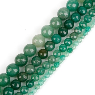 Aryastark piedra Natural verde aventurina redonda facetadas cuentas 4 6 8 10 mm para hacer joyas Diy pulsera collar accesorio hebra 15'