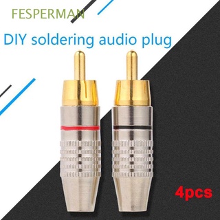 FESPERMAN CCTV Camera Connector Non Solder RCA RCA Male Plug Cable Solder-Free AV Audio Video 4pcs Locking Adapter/Multicolor