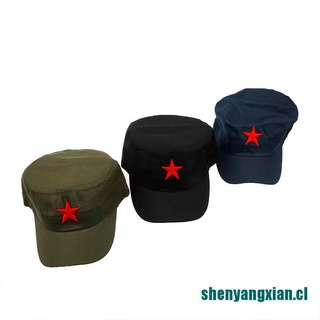 *laihot*1Pcs Fashion Cotton Fabric Adjustable Casual Red Star Flat Hats Unisex (9)