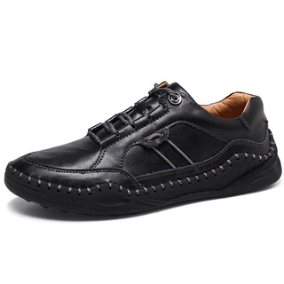Tamaño 38-48 Hombres Casual Cuero De Vaca Cordones Zapatos Negro