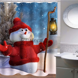 180X180CM Waterproof Snowman Shower Curtain Bathroom Square Curtain Mat Pad