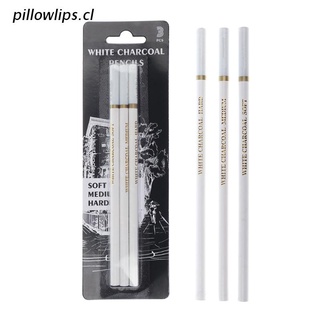 p.cl 3 lápices profesionales de carbón blanco lápiz de tiza blanca para artista principiante