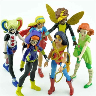6pcs dc comics super héroe niñas harley poison ivy bat girl bumblebee figuras juguetes