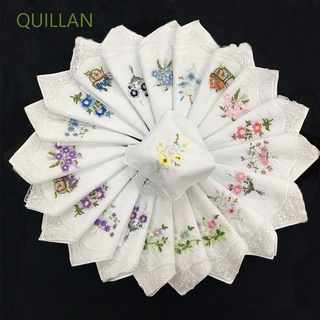 Quillan 6pzas Bordado mariposa Floral Portátil al azar 100% bufanda blanca de algodón/bufanda Multicolor (1)